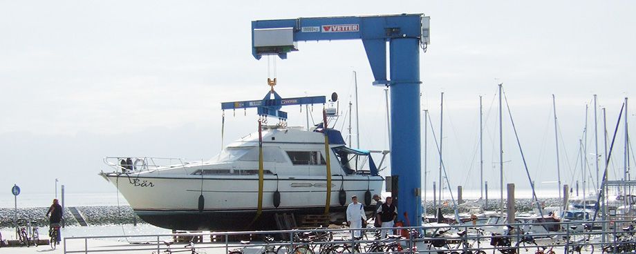 Bootskran, Bootskrane, Kran für eine Werft