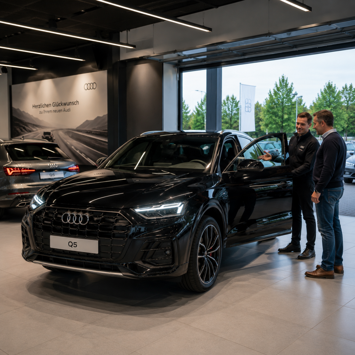 Audi Q5 Sportback bei einer Fahrzeugübergabe im Werk Ingolstadt